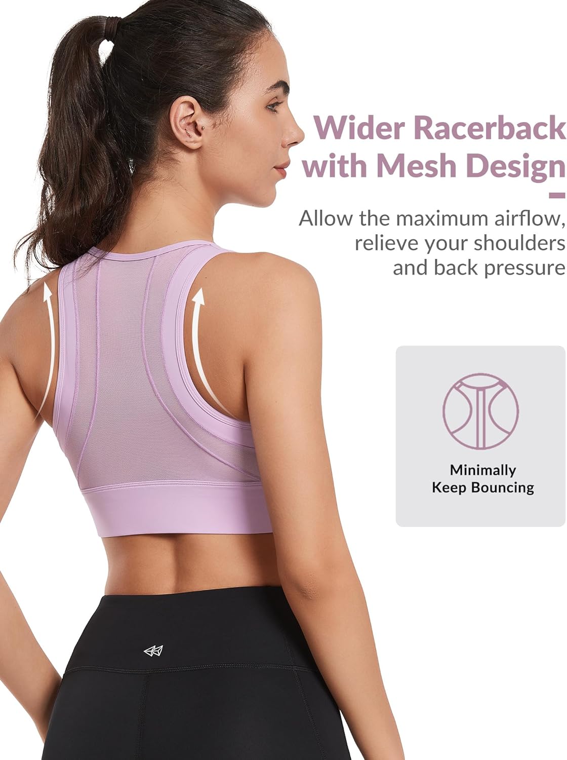 Yvette Women High Impact Sports Bras Plus Size Racerback Workout Bra for Large  Bust Running Fitness,Pink,Medium 