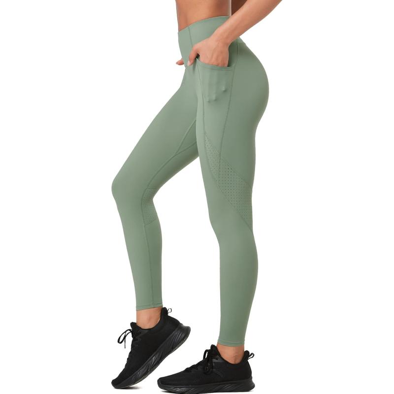Green Leggings With Pockets for Women, Yoga Pants, High Waist Leggings,  Shaping Workout Pants, Outdoor Activewear, Non See-through Leggings -   Canada